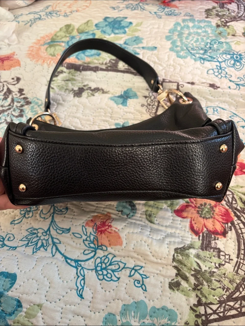 GUESS Black Shoulder Bag with Gold Hardware